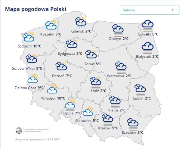 Prognoza na sobotę /imgw.pl /