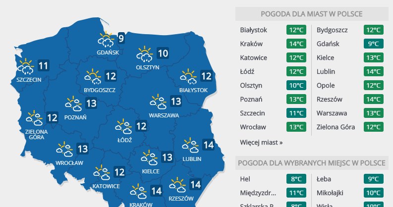 Prognoza na środę, 13 maja /INTERIA.PL