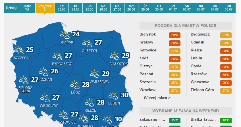 Prognoza na środę /INTERIA.PL