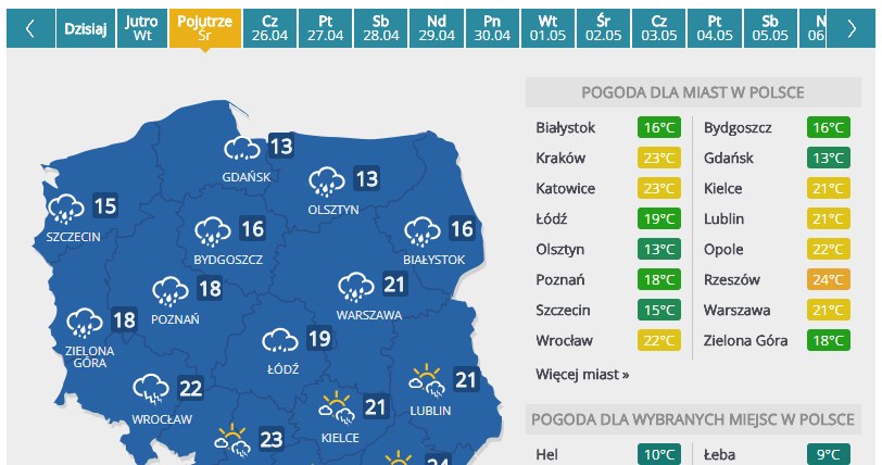 Prognoza na środę /INTERIA.PL