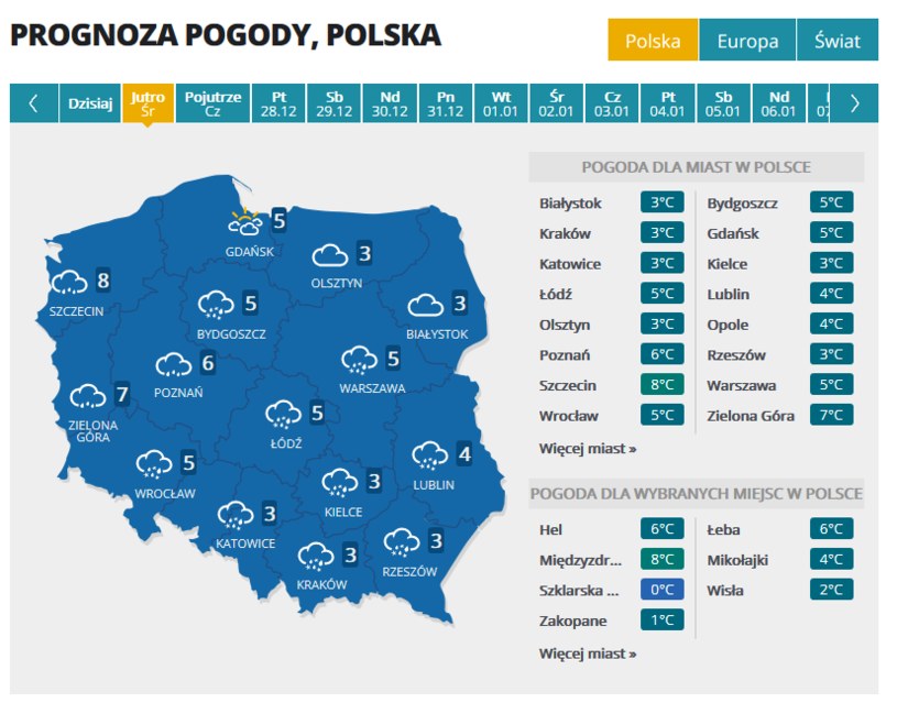 Prognoza na środę /INTERIA.PL