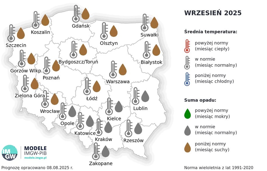 Prognoza na wrzesień /IMGW /Materiały prasowe