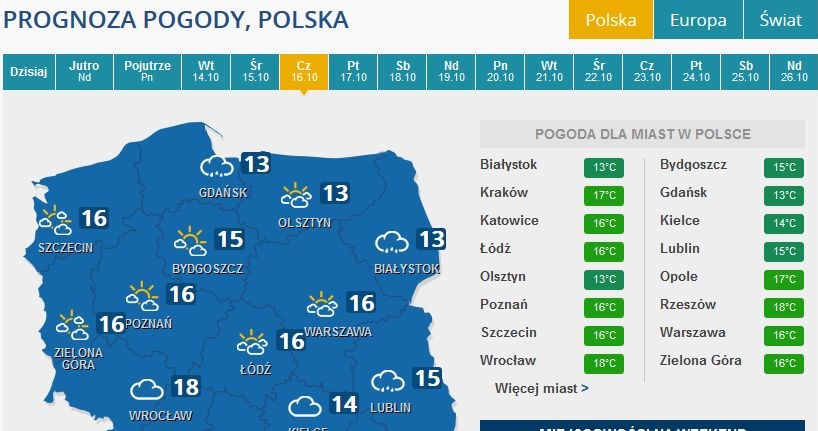 Prognoza pogody czwartek /INTERIA.PL