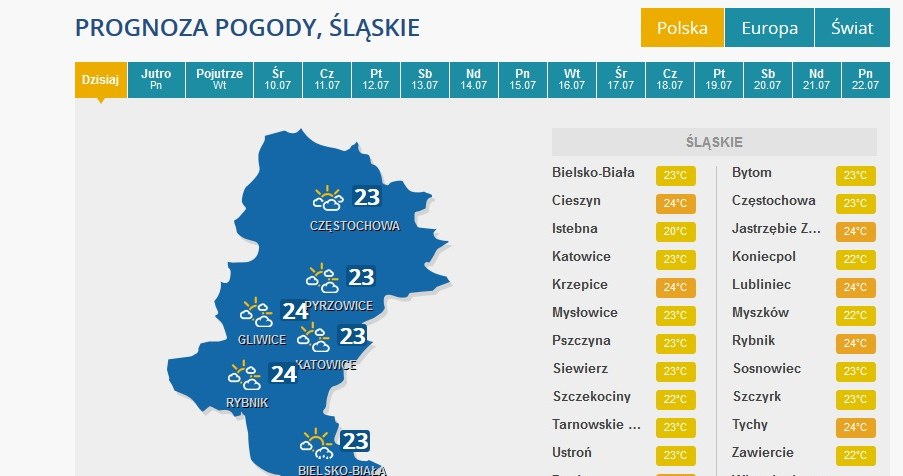 Prognoza pogody dla Śląska /INTERIA.PL