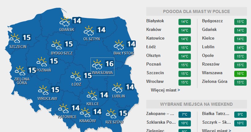 Prognoza pogody na 11 listopada /INTERIA.PL