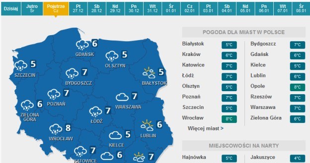 Prognoza pogody na 26.12 /pogoda.interia.pl /INTERIA.PL