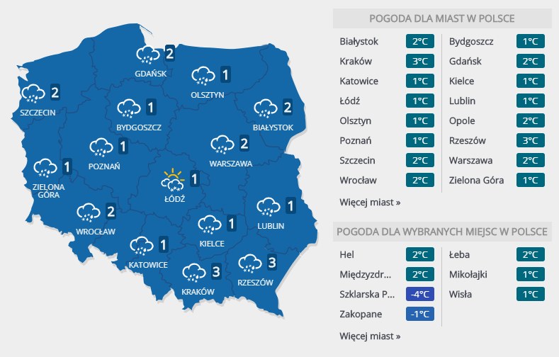 Prognoza pogody na 29 stycznia /INTERIA.PL