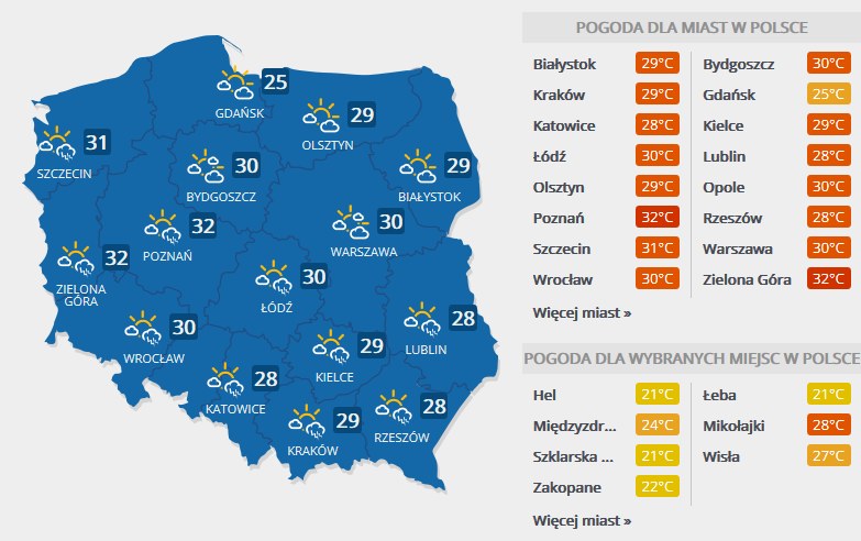 Prognoza pogody na 31 maja /INTERIA.PL