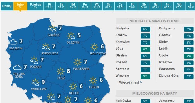 Prognoza pogody na Boże Narodzenie /pogoda.interia.pl /INTERIA.PL