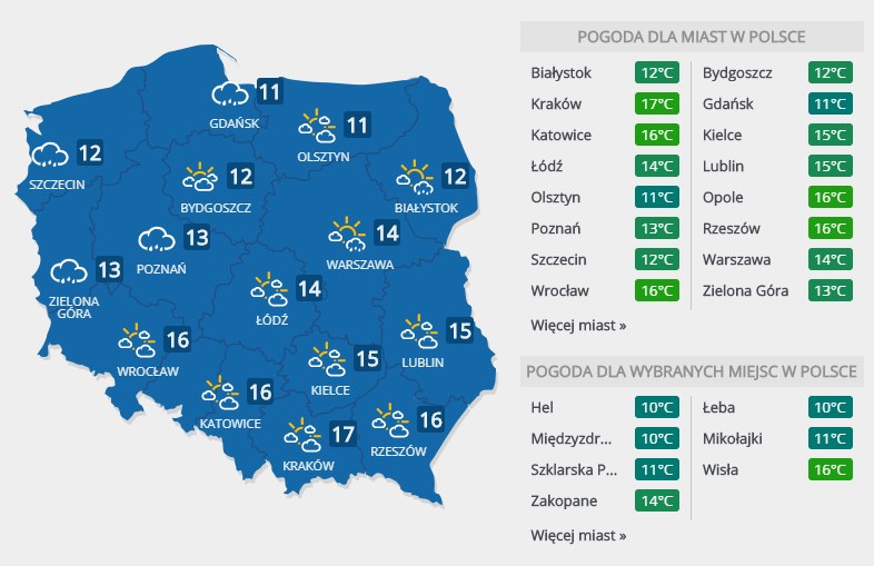 Prognoza pogody na czwartek, 12 marca /INTERIA.PL