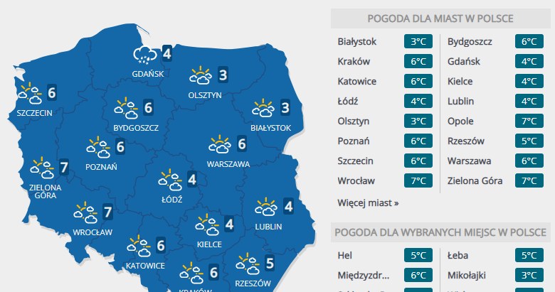 Prognoza pogody na czwartek, 13 lutego /INTERIA.PL