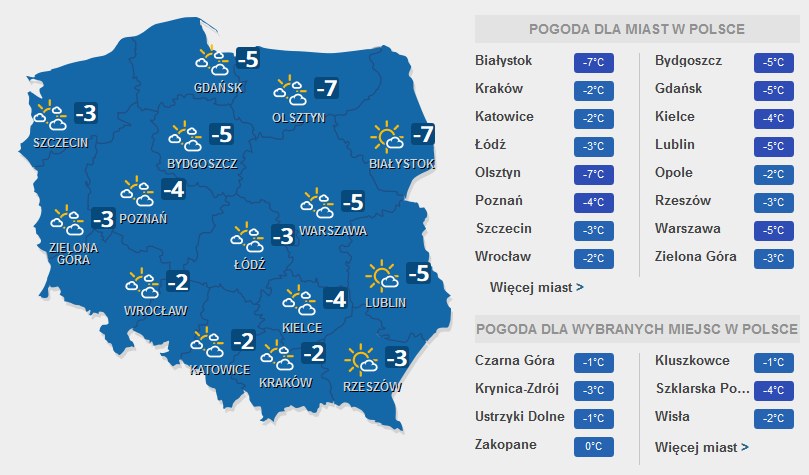 Prognoza pogody na czwartek, 9 lutego /INTERIA.PL