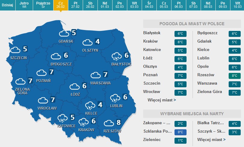 Prognoza pogody na czwartek /pogoda.interia.pl /INTERIA.PL