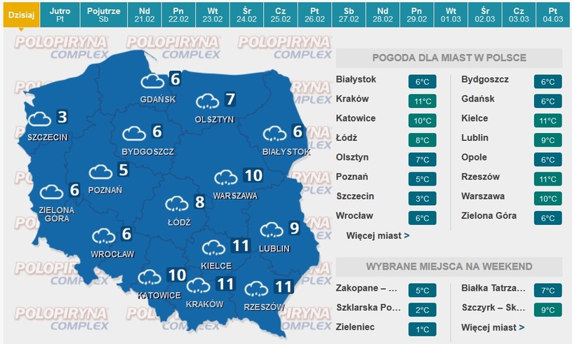 Prognoza pogody na czwartek /INTERIA.PL