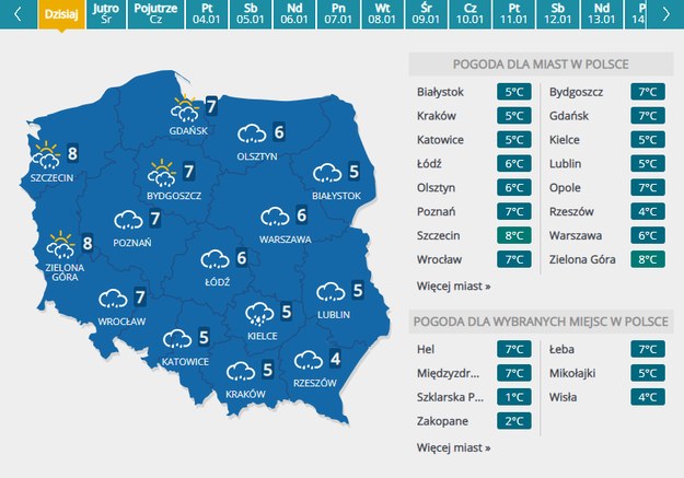 Prognoza pogody na dziś /Interia.pl /