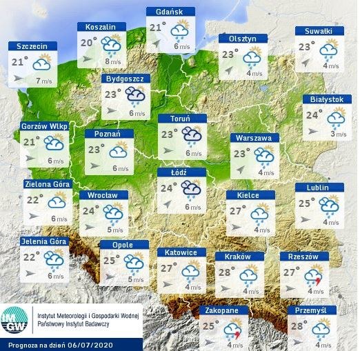Prognoza pogody na dzisiaj /IMGW-PIB / pogodynka.pl /
