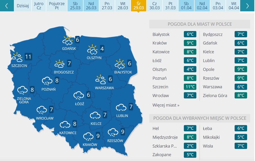 Prognoza pogody na koniec marca to zapowiedź deszczu ze śniegiem i śniegu. /Interia.pl /INTERIA.PL