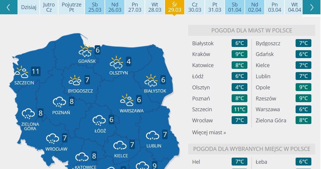 Prognoza pogody na koniec marca to zapowiedź deszczu ze śniegiem i śniegu. /Interia.pl /INTERIA.PL
