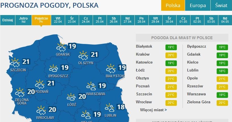 Prognoza pogody na Lany Poniedziałek /INTERIA.PL