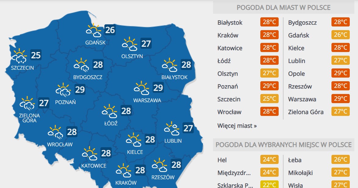 Prognoza pogody na niedzielę, 26 lipca /INTERIA.PL