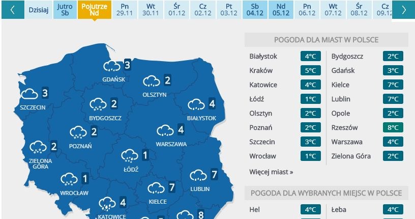 Prognoza pogody na niedzielę 28 listopada /INTERIA.PL