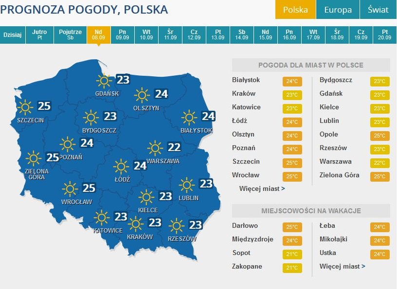 Prognoza pogody na niedzielę /INTERIA.PL