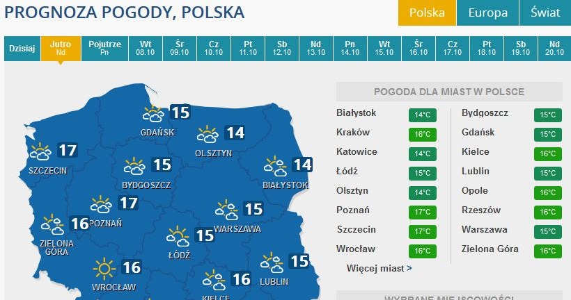 Prognoza pogody na niedzielę /INTERIA.PL