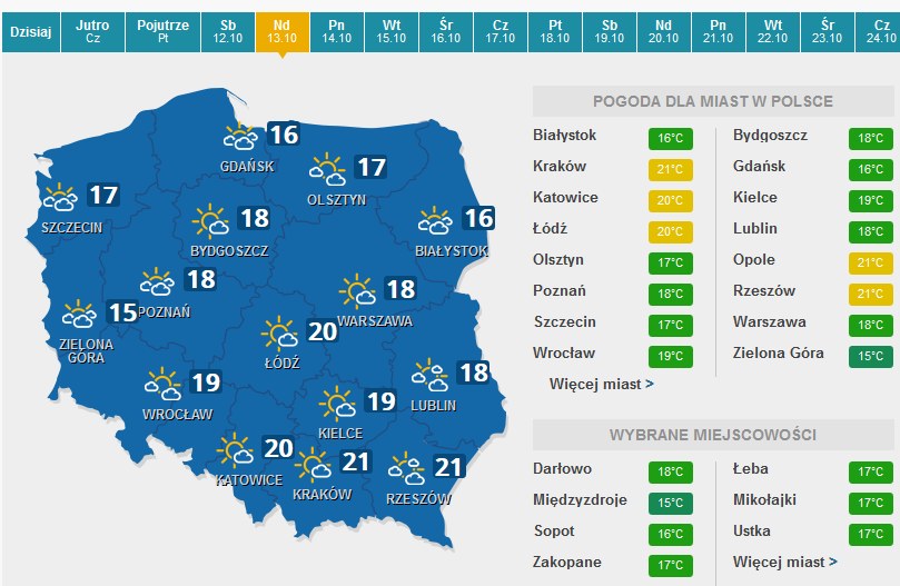 Prognoza pogody na niedzielę /INTERIA.PL