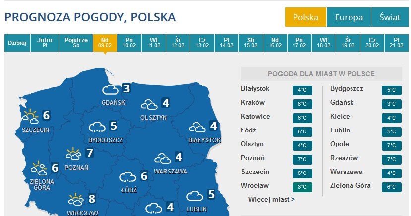 Prognoza pogody na niedzielę /INTERIA.PL