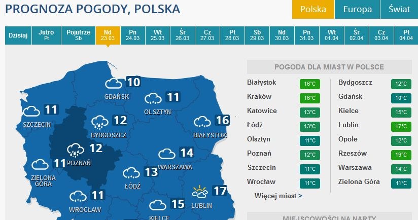 Prognoza pogody na niedzielę /INTERIA.PL