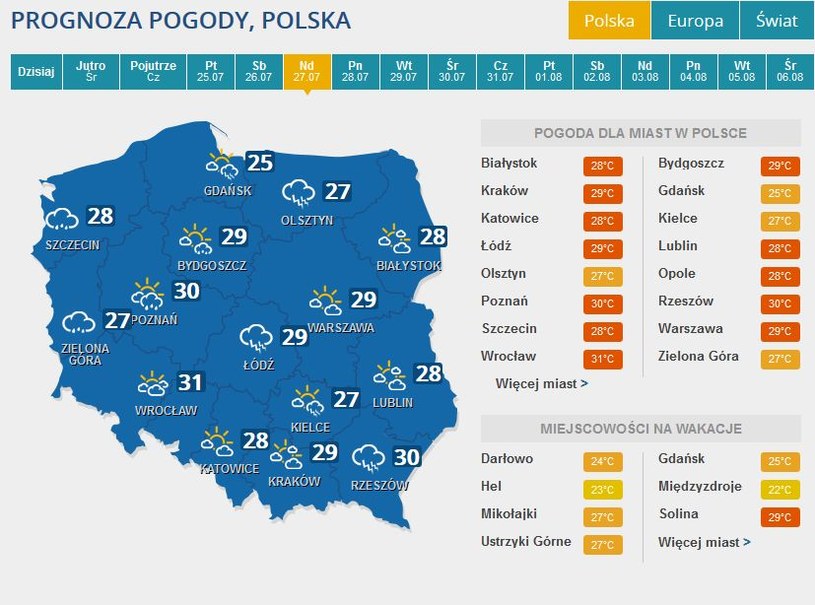 Prognoza pogody na niedzielę /INTERIA.PL