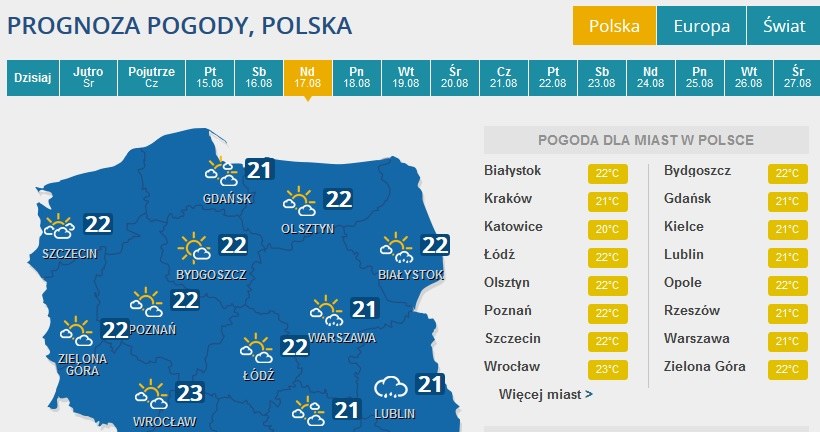 Prognoza pogody na niedzielę /INTERIA.PL