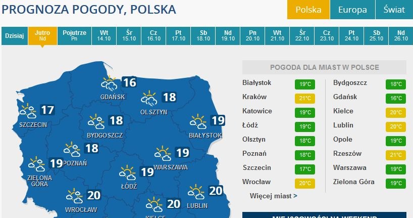 Prognoza pogody na niedzielę /INTERIA.PL