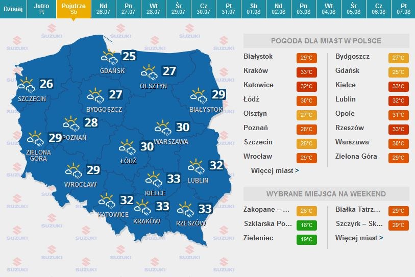 Prognoza pogody na niedzielę /INTERIA.PL