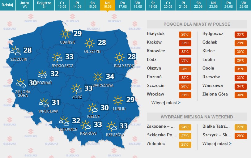 Prognoza pogody na niedzielę /pogoda.interia.pl /INTERIA.PL