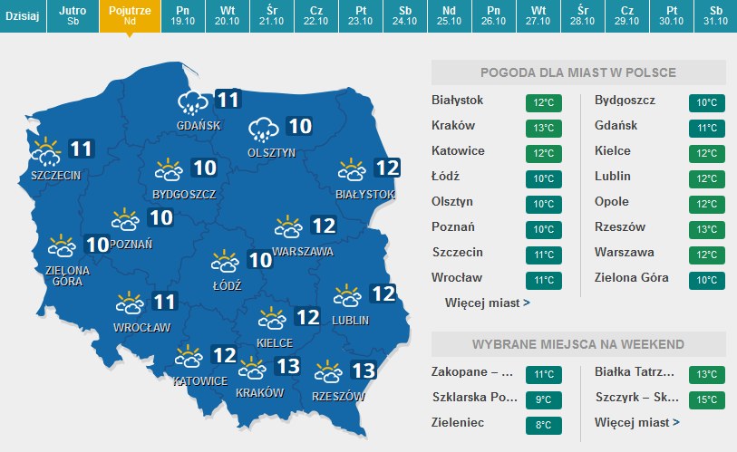 Prognoza pogody na niedzielę /pogoda.interia.pl /INTERIA.PL