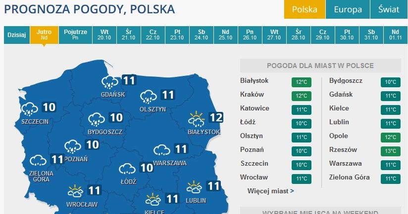 Prognoza pogody na niedzielę /INTERIA.PL