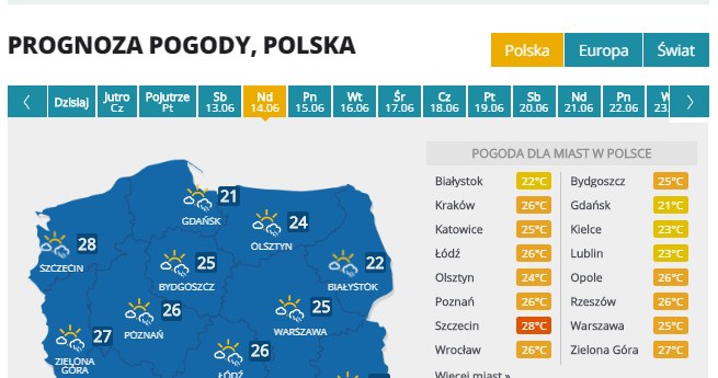 Prognoza pogody na niedzielę /INTERIA.PL