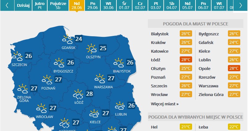 Prognoza pogody na niedzielę /INTERIA.PL