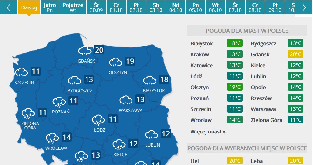 Prognoza pogody na niedzielę /INTERIA.PL