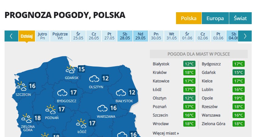Prognoza pogody na niedzielę /INTERIA.PL