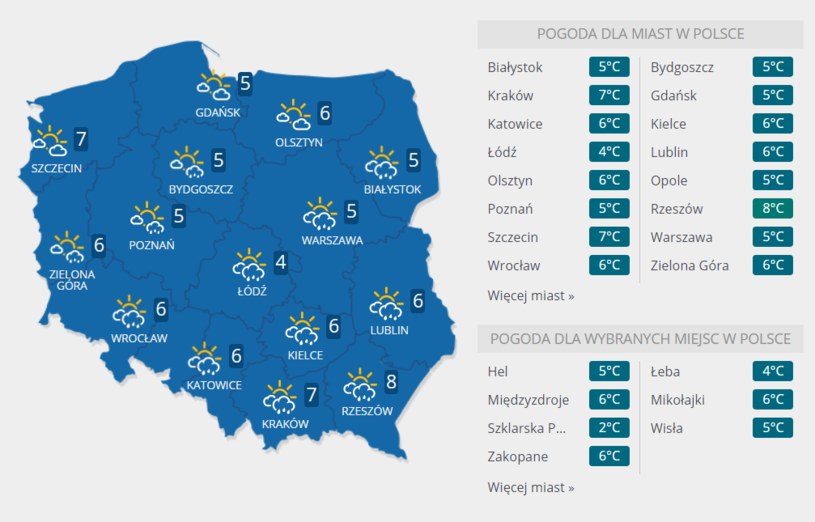 Prognoza pogody na niedzielę. /INTERIA.PL