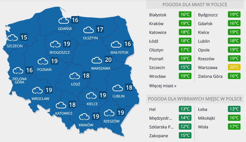 Prognoza pogody na piątek, 1 maja /INTERIA.PL