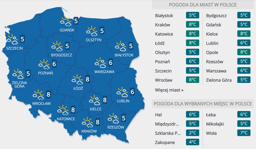 Prognoza pogody na piątek, 4 grudnia /INTERIA.PL