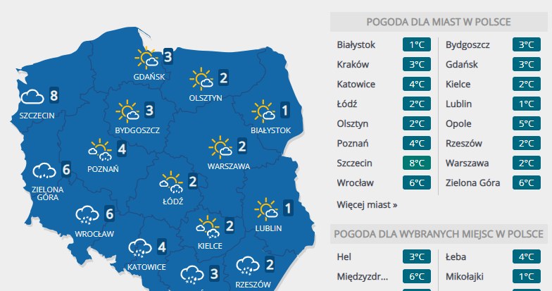 Prognoza pogody na piątek, 7 lutego /INTERIA.PL