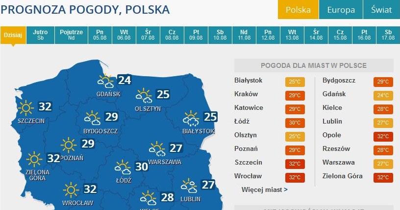 Prognoza pogody na piątek /INTERIA.PL