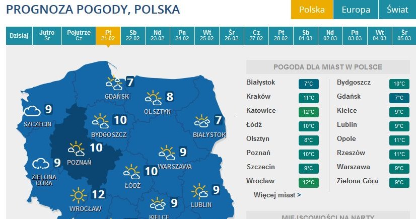 Prognoza pogody na piątek /INTERIA.PL