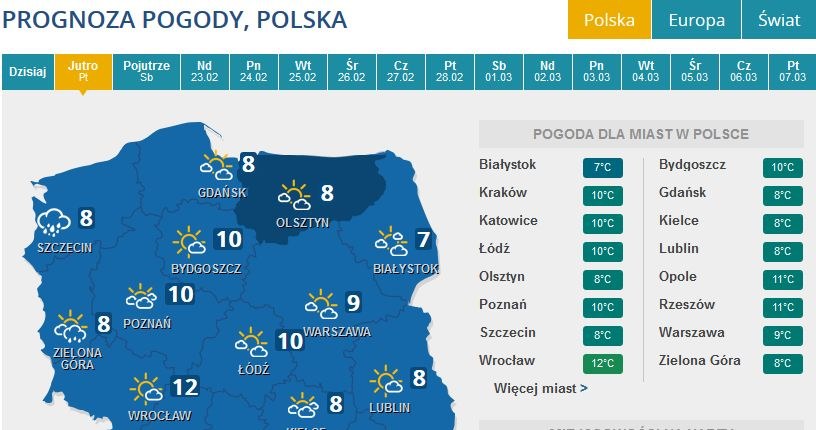 Prognoza pogody na piątek /INTERIA.PL