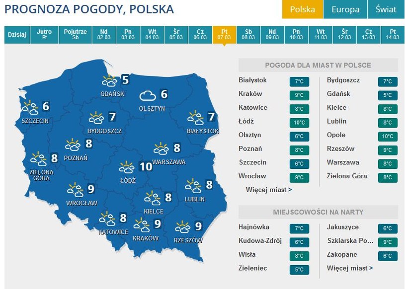 Prognoza pogody na piątek /INTERIA.PL