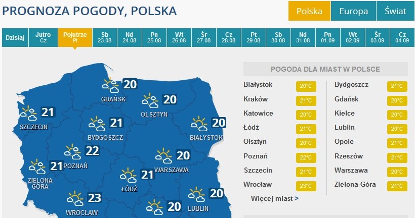 Prognoza pogody na piątek. /INTERIA.PL
